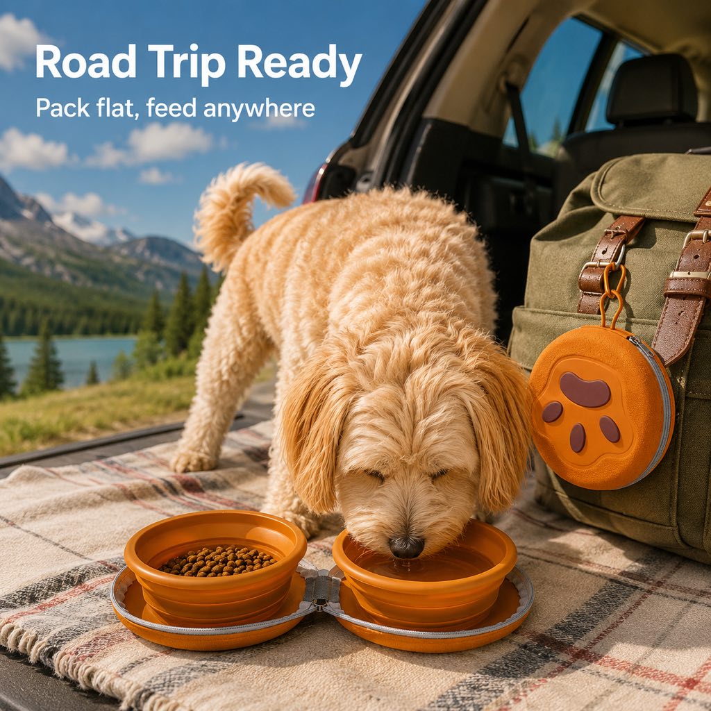 2-in-1 Collapsible Pet Travel Bowl for Walks, Parks & Road Trips