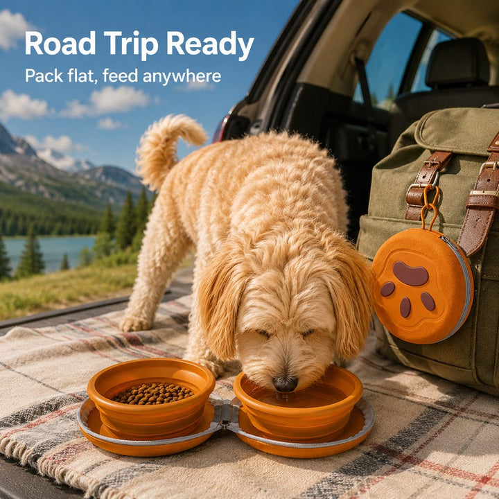 2-in-1 Collapsible Pet Travel Bowl for Walks, Parks & Road Trips