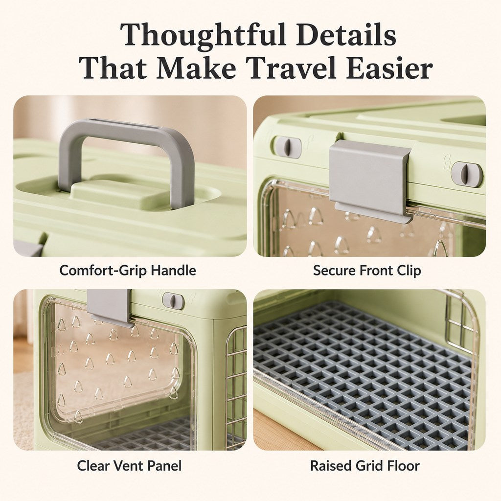 Collapsible Pet Travel Carrier for Vet Visits & Road Trips