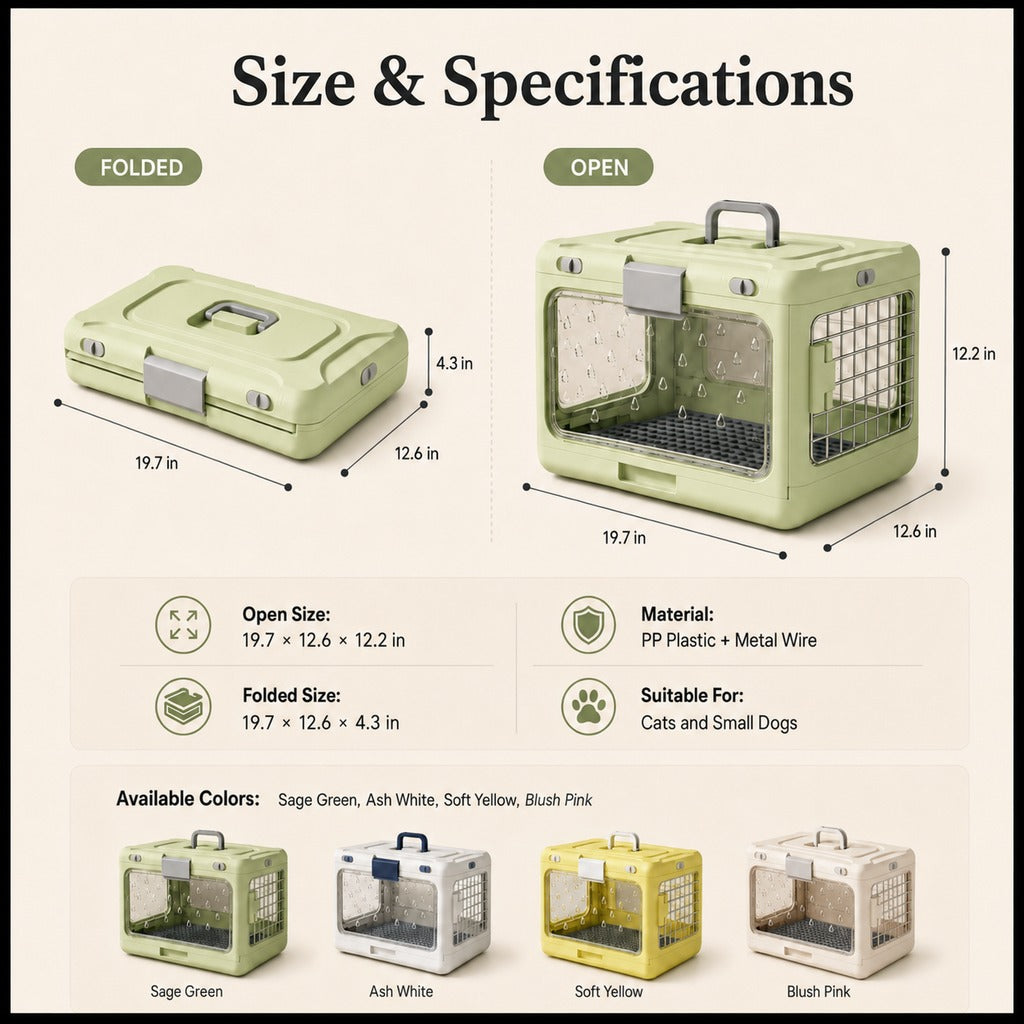 Collapsible Pet Travel Carrier for Vet Visits & Road Trips