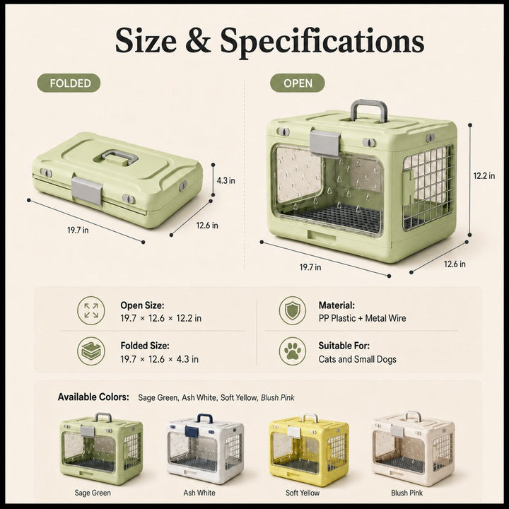 Collapsible Pet Travel Carrier for Vet Visits & Road Trips