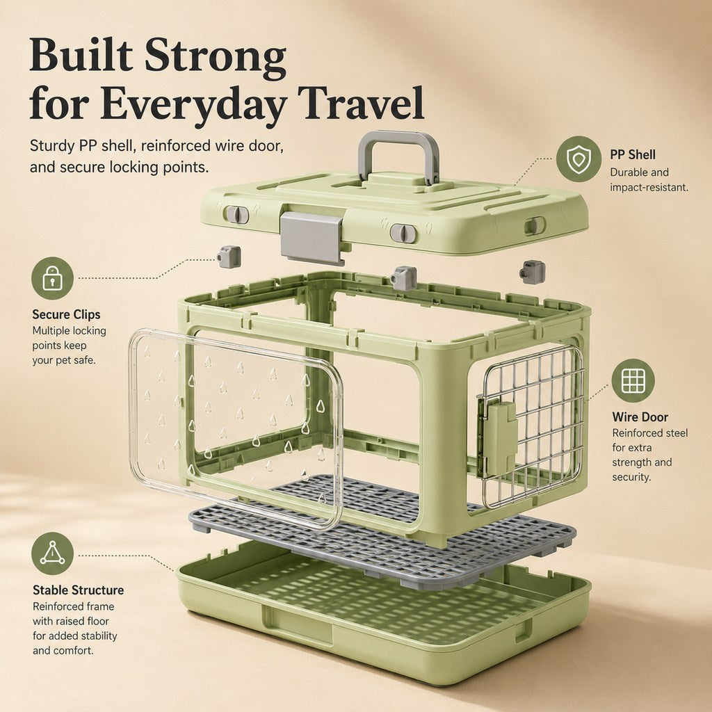 Collapsible Pet Travel Carrier for Vet Visits & Road Trips