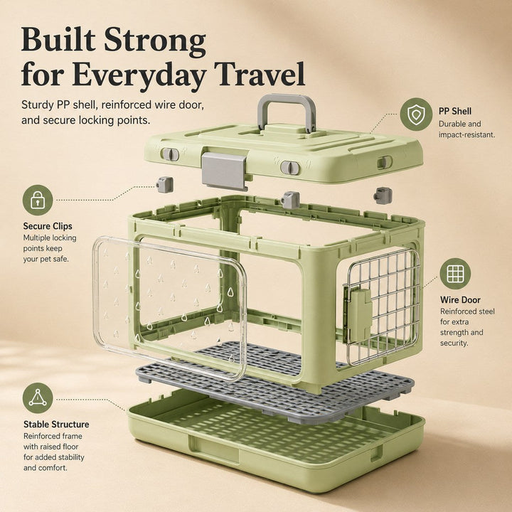 Collapsible Pet Travel Carrier for Vet Visits & Road Trips
