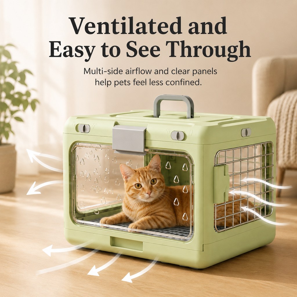 Collapsible Pet Travel Carrier for Vet Visits & Road Trips