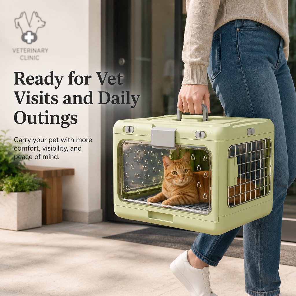 Collapsible Pet Travel Carrier for Vet Visits & Road Trips