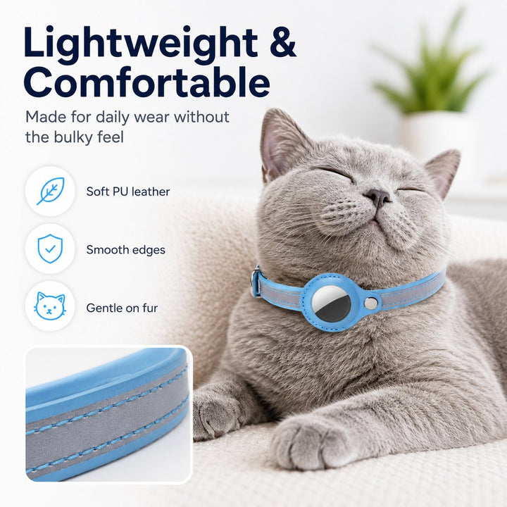 AirTag-Compatible Reflective Pet Tracking Collar for Cats & Small Dogs