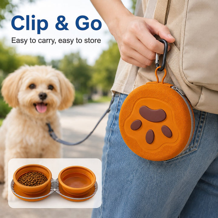 2-in-1 Collapsible Pet Travel Bowl for Walks, Parks & Road Trips