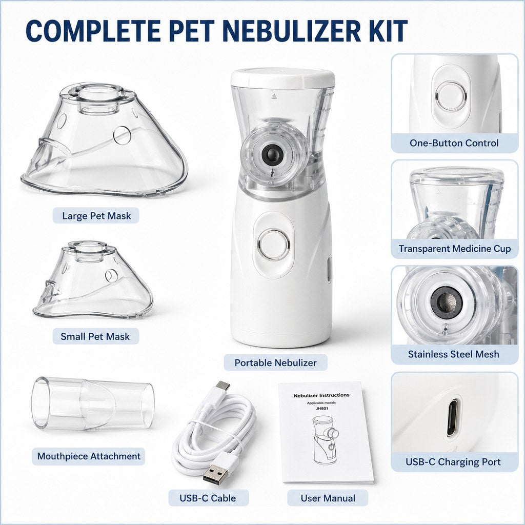 Portable Pet Mist Care Kit for Dogs & Cats | Rechargeable Handheld Device with Two Masks