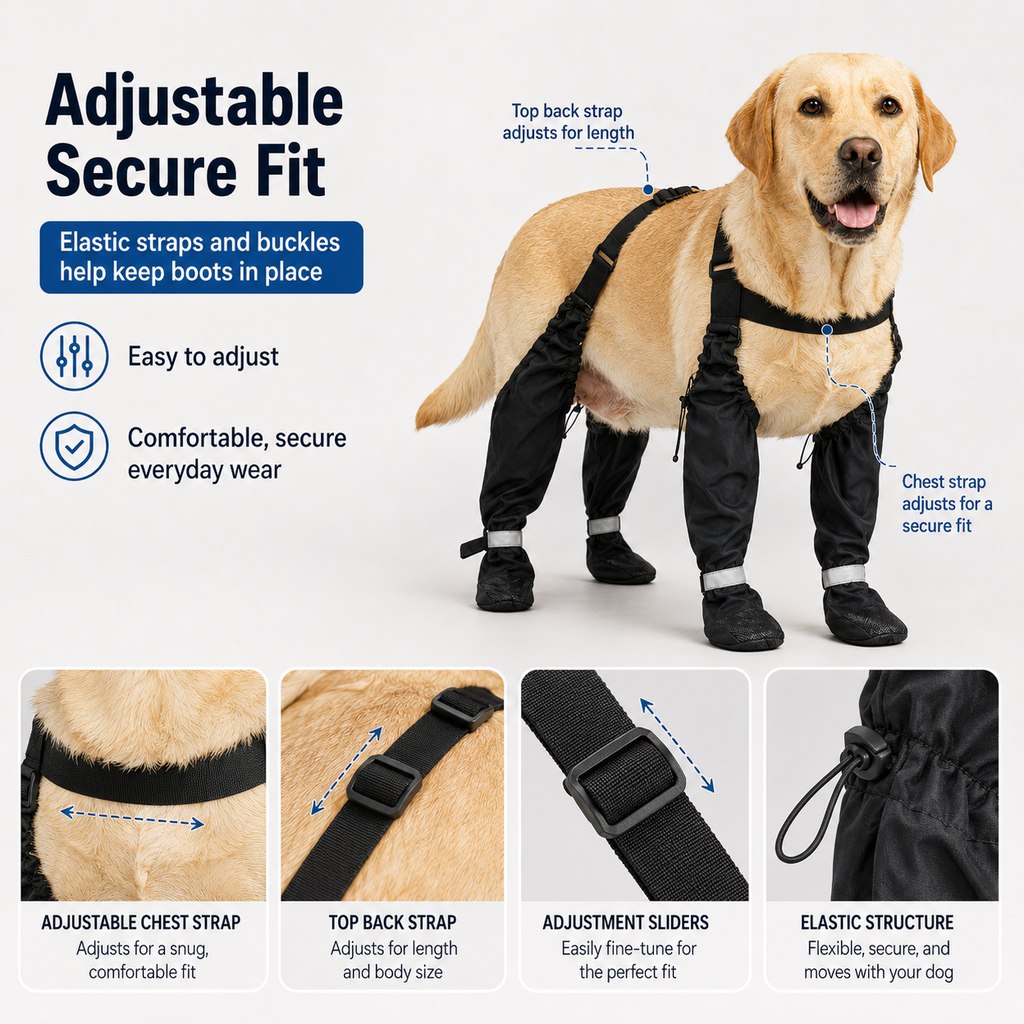 4-in-1 Connected Dog Boots for Rainy Walks