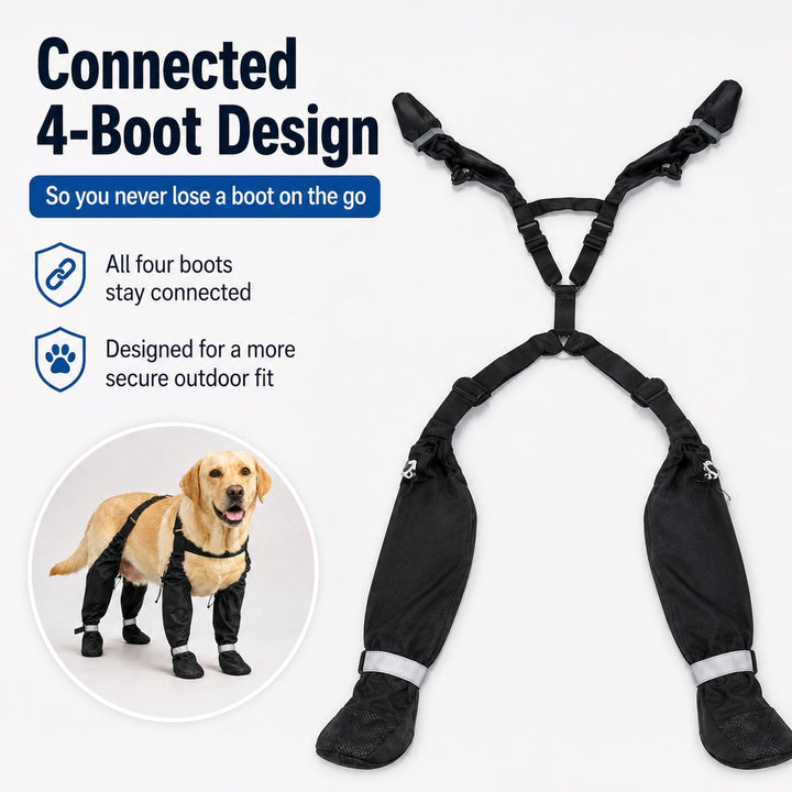 4-in-1 Connected Dog Boots for Rainy Walks