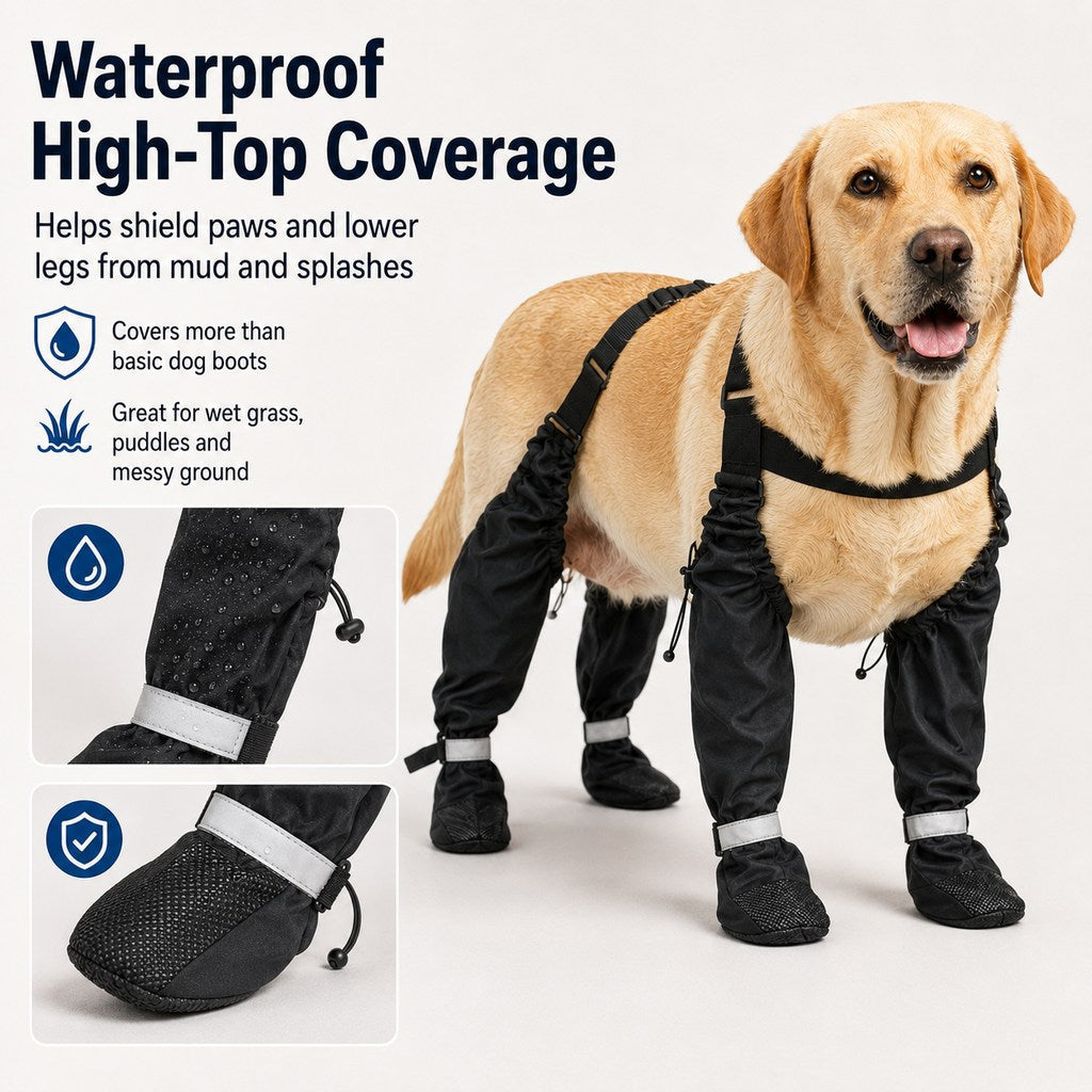 4-in-1 Connected Dog Boots for Rainy Walks
