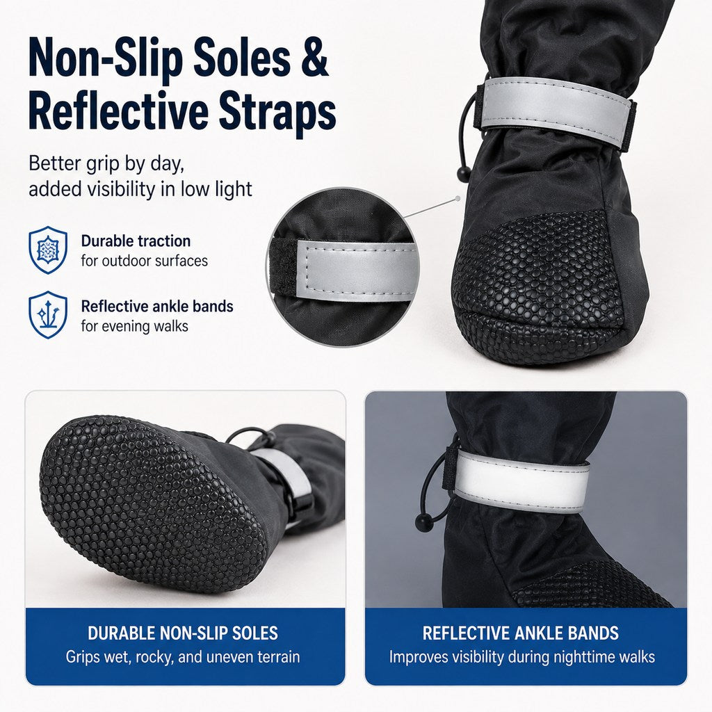 4-in-1 Connected Dog Boots for Rainy Walks
