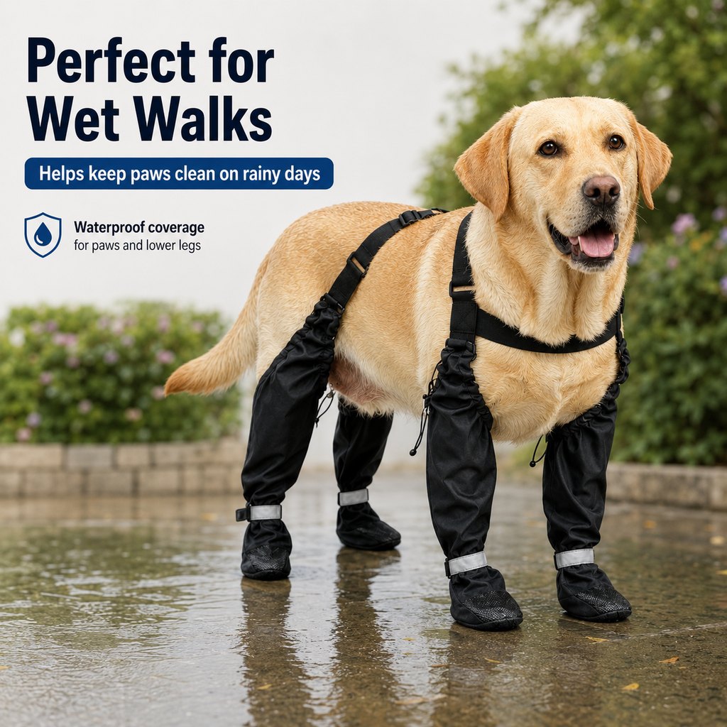 4-in-1 Connected Dog Boots for Rainy Walks