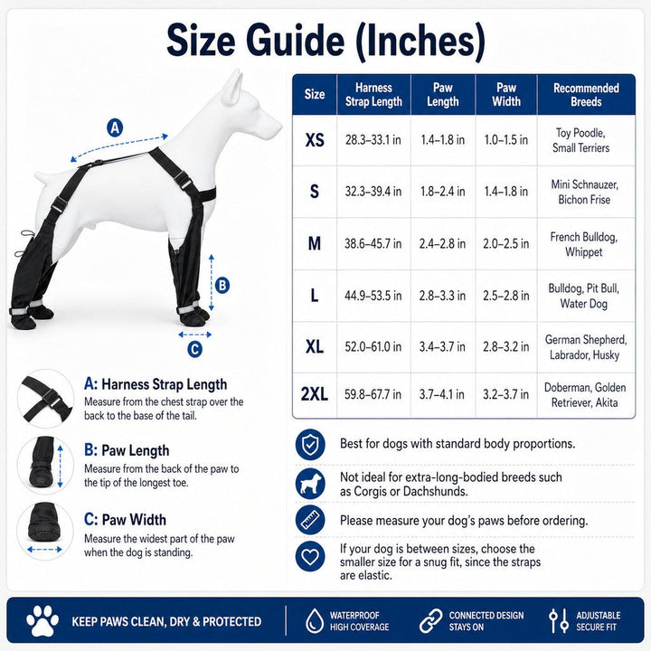 4-in-1 Connected Dog Boots for Rainy Walks