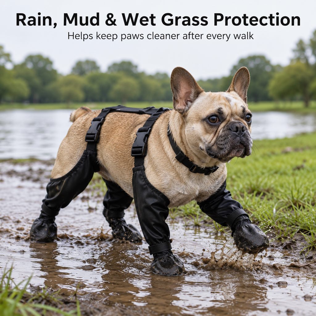 Stay-On Waterproof Dog Walking Boots for Rain, Mud & Hot Pavement