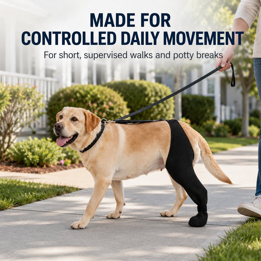 Adjustable Dog Rear Leg Recovery Sleeve with Paw Cover