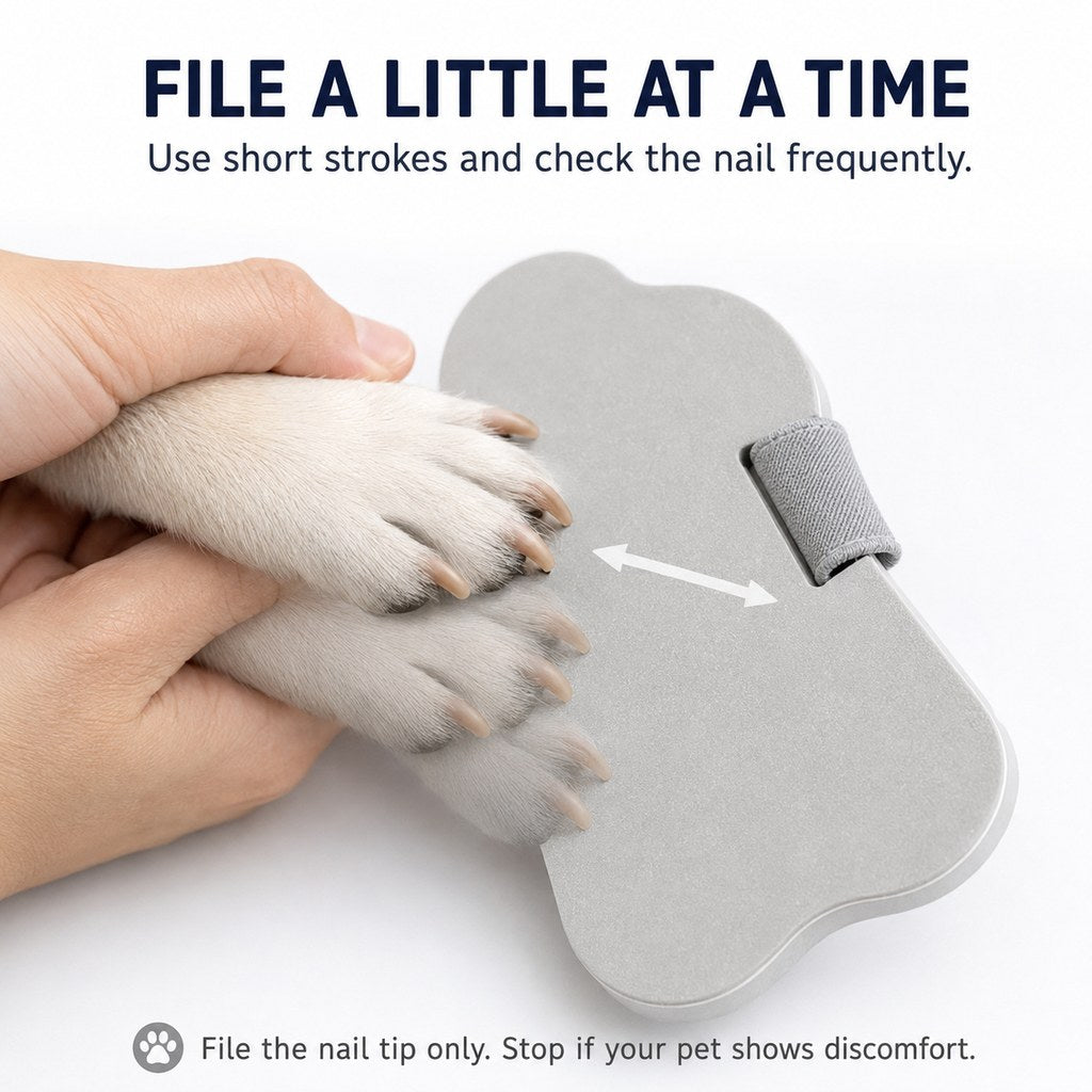 Quiet Handheld Pet Nail File Board for At-Home Dog & Cat Nail Care | Blade-Free, No Charging