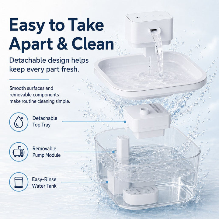 Cordless Motion Sensor Cat Water Fountain for Any Room | 3.1L Fresh Water Without Cords