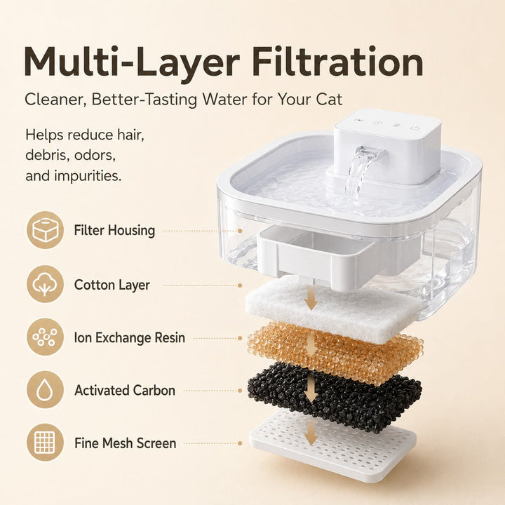 Cordless Motion Sensor Cat Water Fountain for Any Room | 3.1L Fresh Water Without Cords