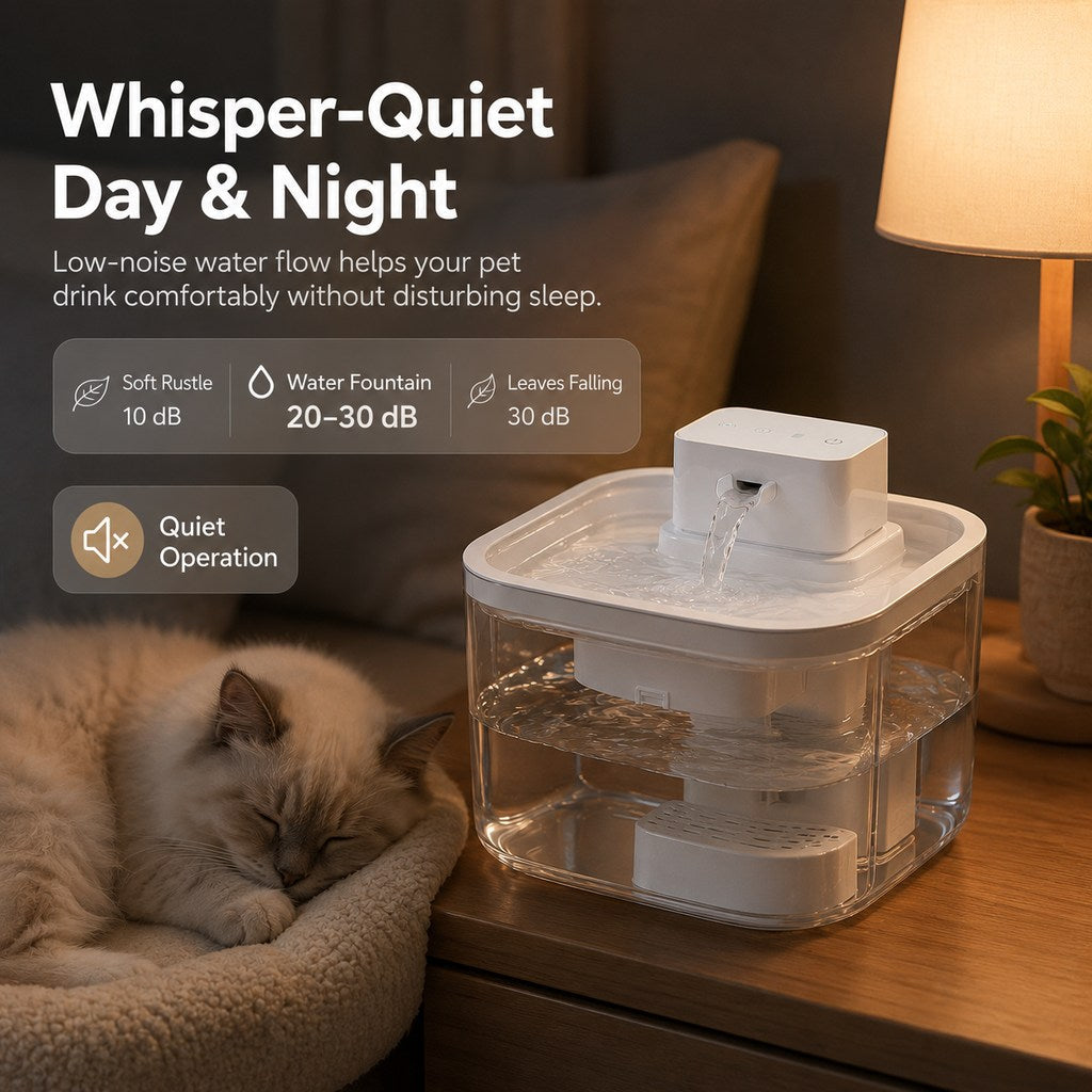Cordless Motion Sensor Cat Water Fountain for Any Room | 3.1L Fresh Water Without Cords