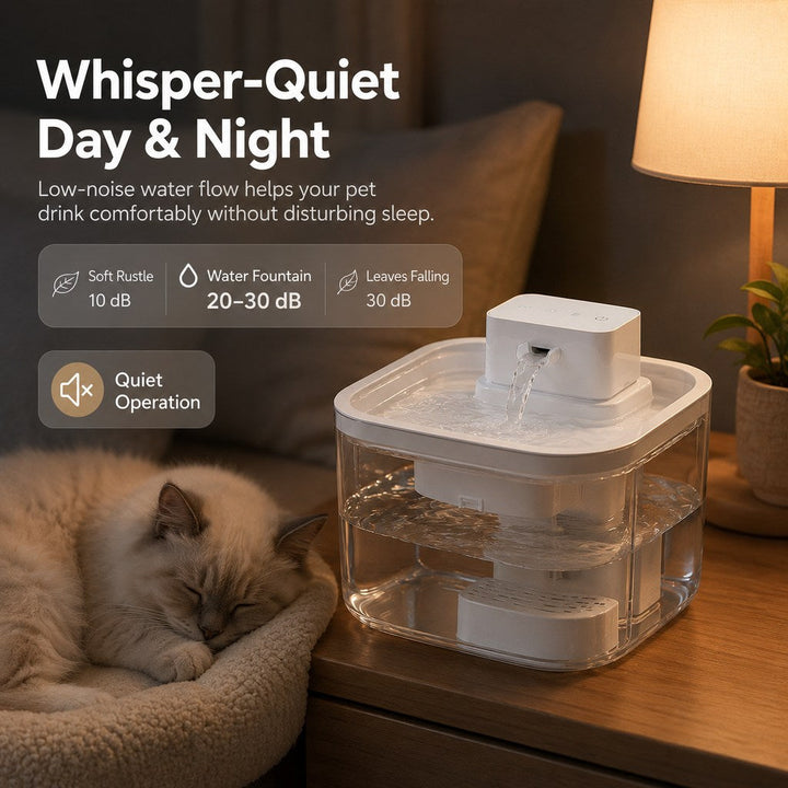 Cordless Motion Sensor Cat Water Fountain for Any Room | 3.1L Fresh Water Without Cords
