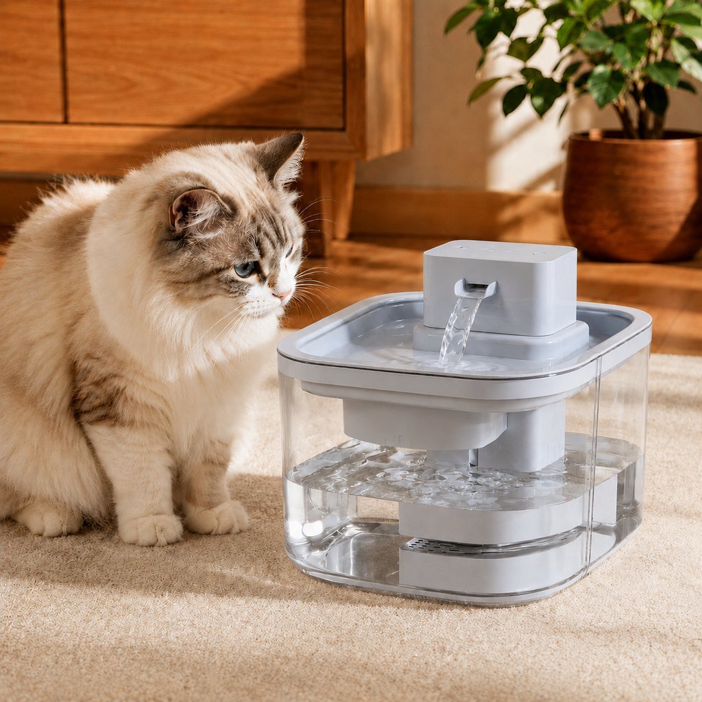 Cordless Motion Sensor Cat Water Fountain for Any Room | 3.1L Fresh Water Without Cords
