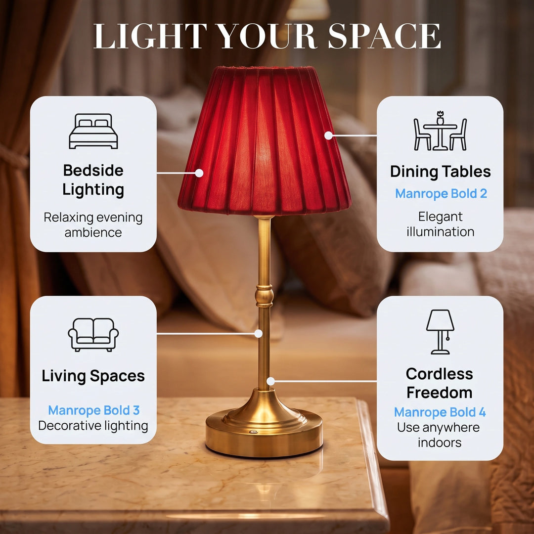Cordless Rechargeable Table Lamp with USB-C Charging and 3 Brightness Levels