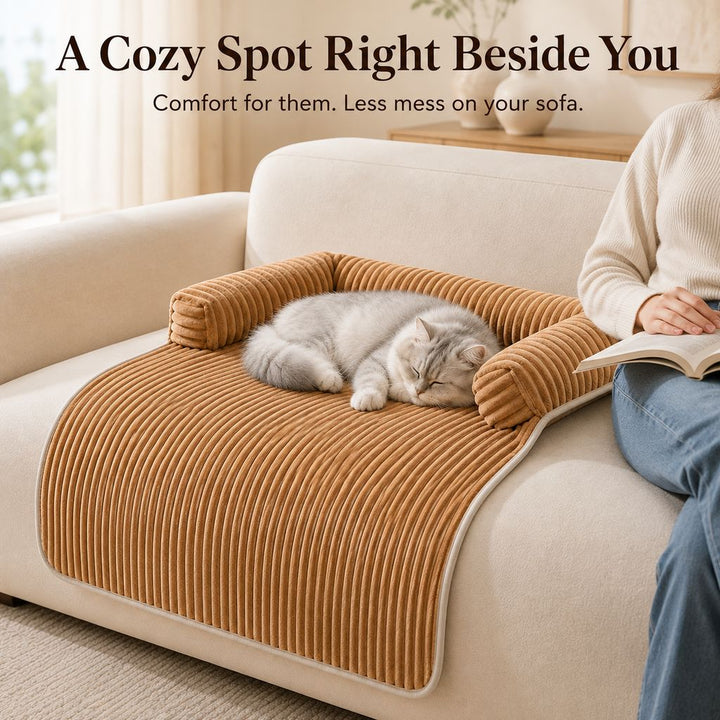 3-Sided Corduroy Pet Couch Cover for Dogs & Cats