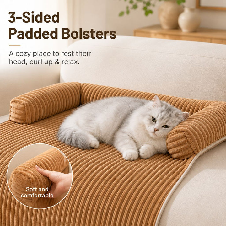 3-Sided Corduroy Pet Couch Cover for Dogs & Cats