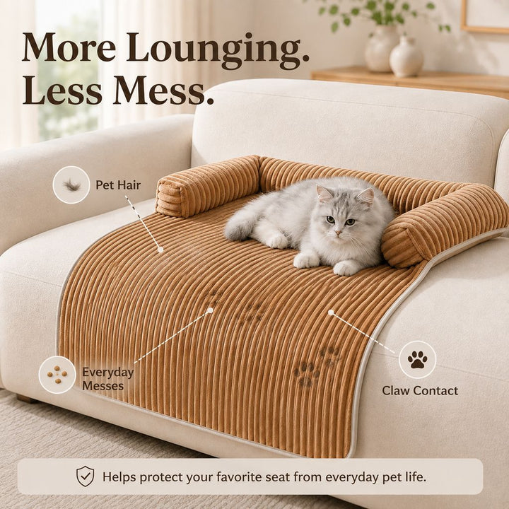 3-Sided Corduroy Pet Couch Cover for Dogs & Cats