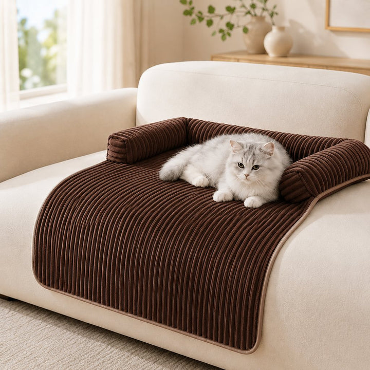 3-Sided Corduroy Pet Couch Cover for Dogs & Cats
