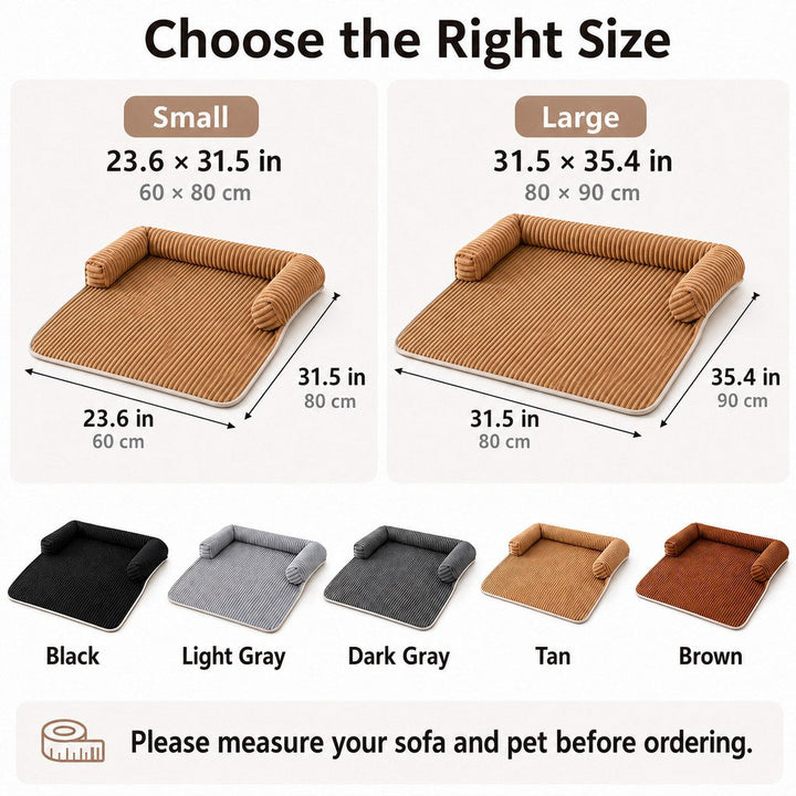 3-Sided Corduroy Pet Couch Cover for Dogs & Cats
