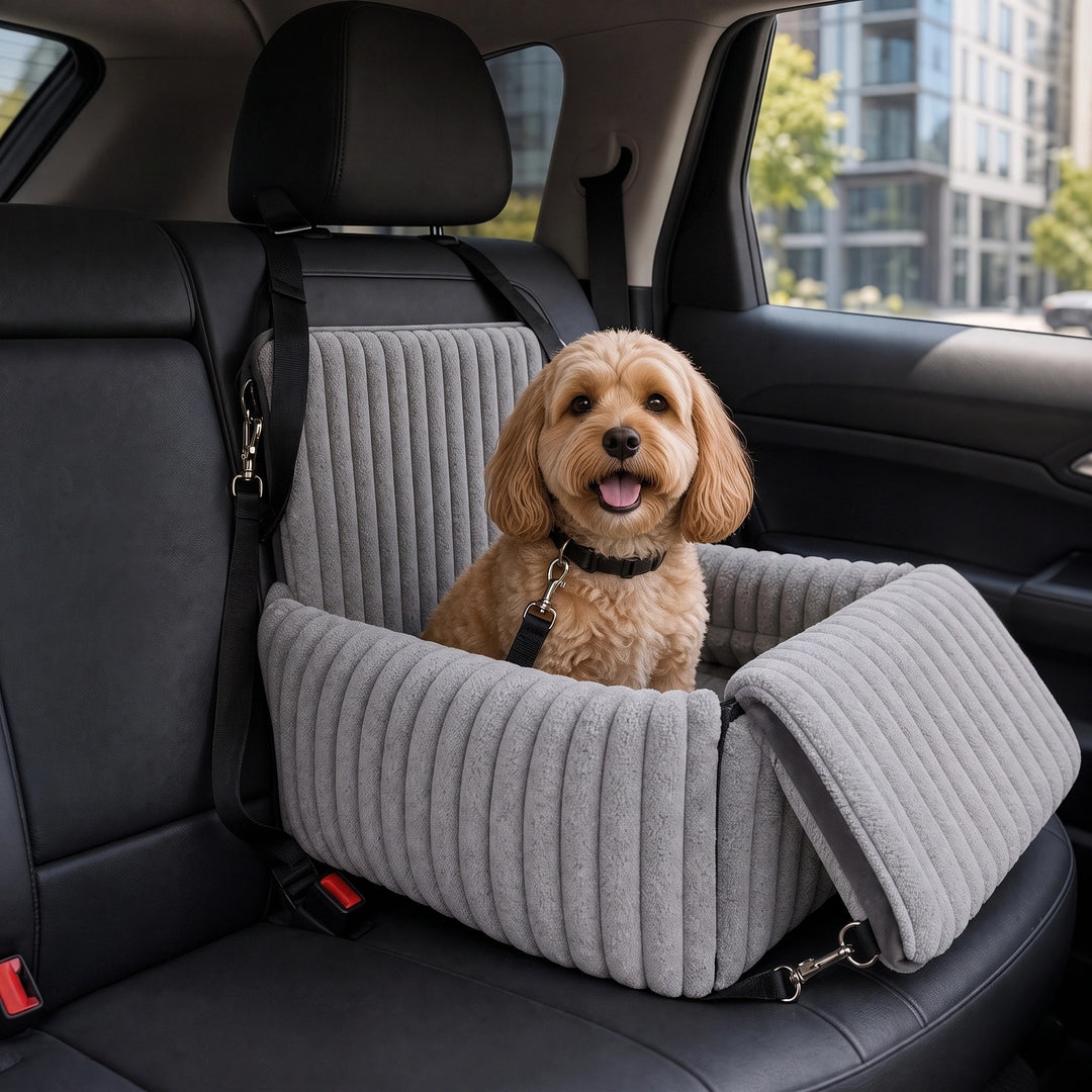 Cosy Dog Car Seat with Elevated Design and Secure Attachment