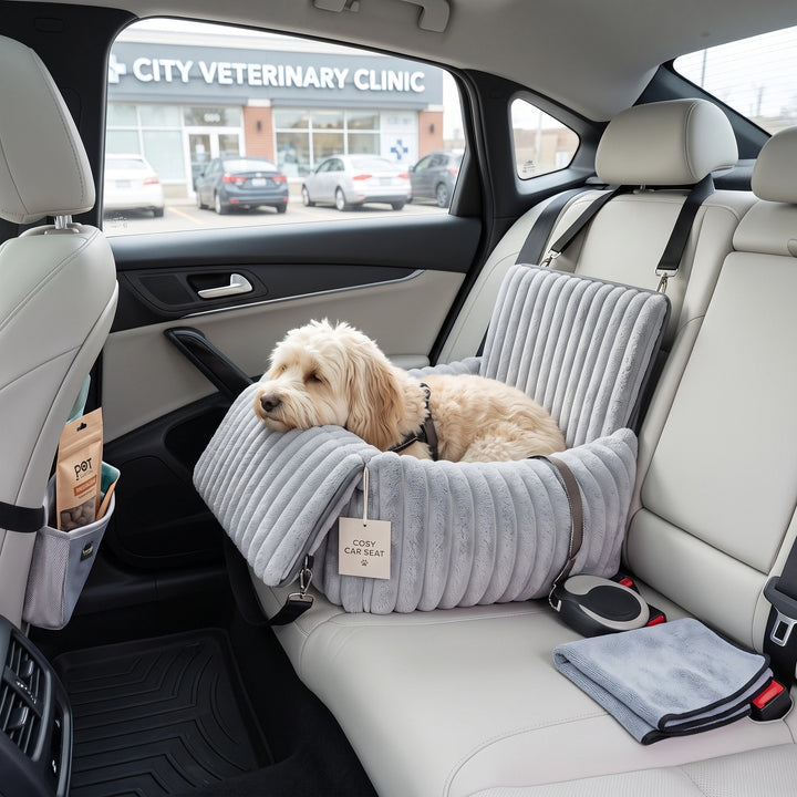 Cosy Dog Car Seat with Elevated Design and Secure Attachment