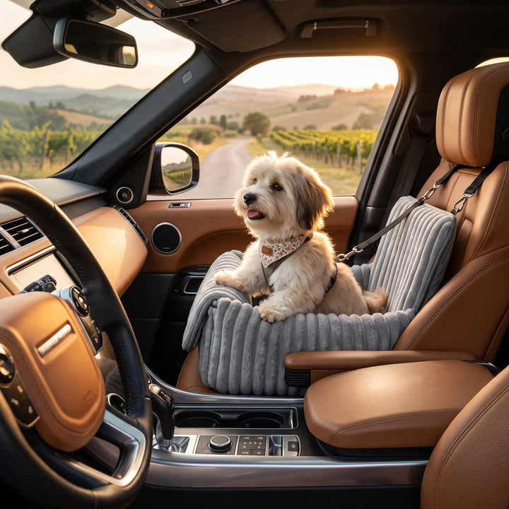 Cosy Dog Car Seat with Elevated Design and Secure Attachment