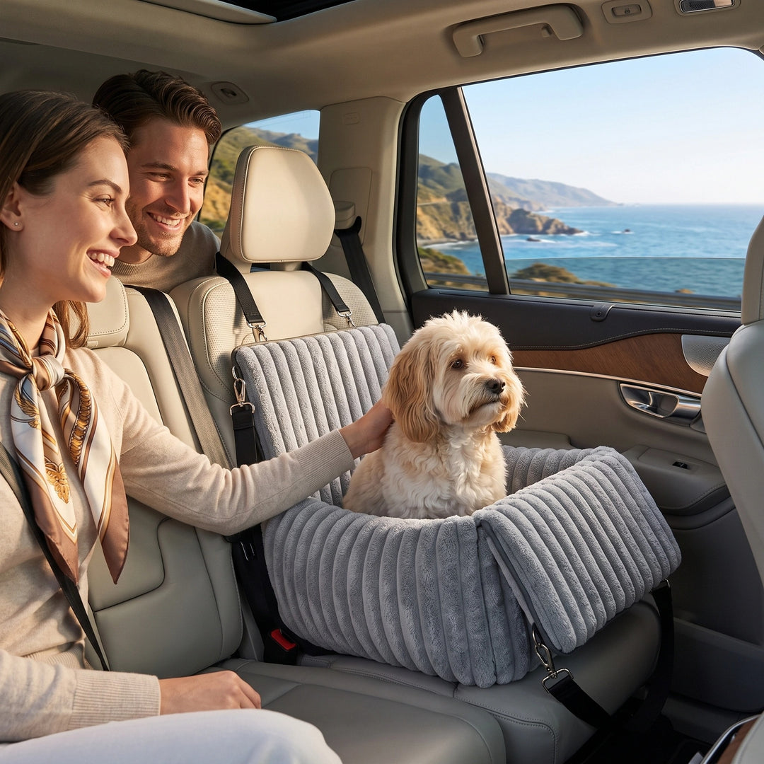 Cosy Dog Car Seat with Elevated Design and Secure Attachment