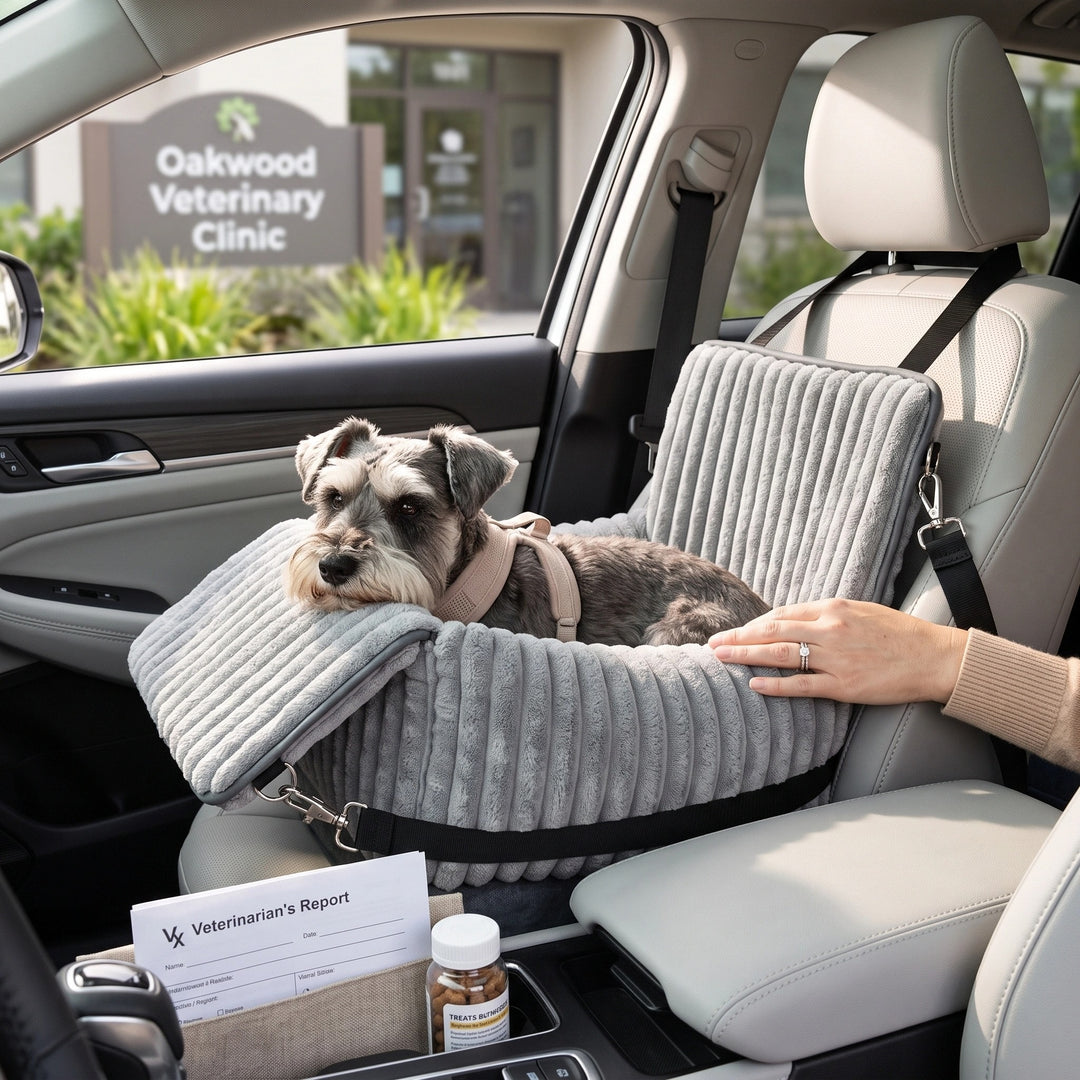 Cosy Dog Car Seat with Elevated Design and Secure Attachment
