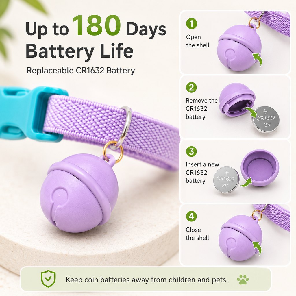 Smart Pet Tracker Bell Collar for Cats & Small Dogs