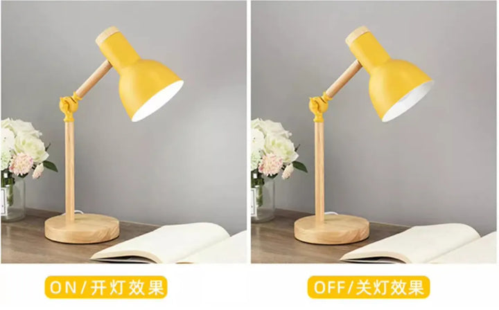 Nordic Wooden Art LED Table Lamp - 5 Colours, Rotatable Head, E26/E27