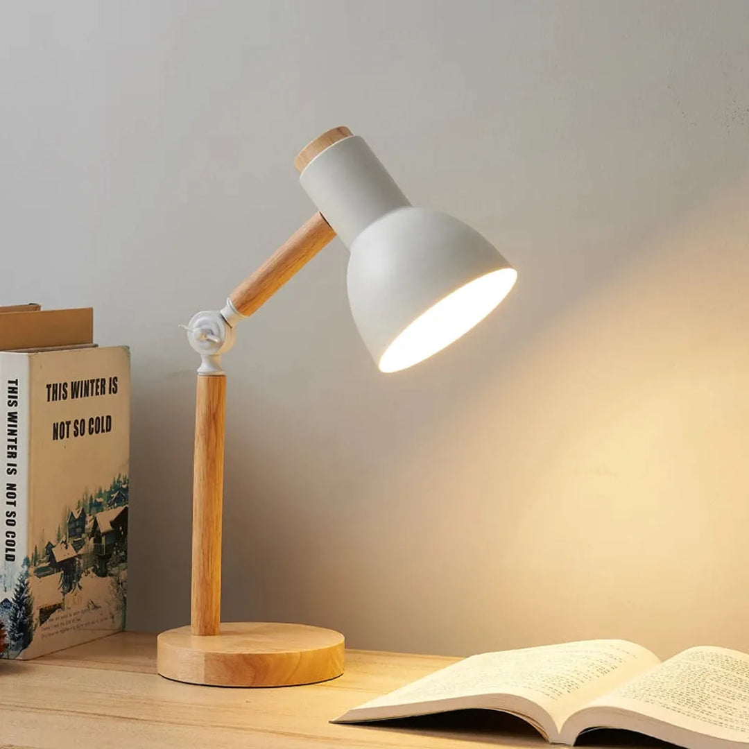 Nordic Wooden Art LED Table Lamp - 5 Colours, Rotatable Head, E26/E27