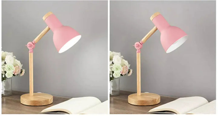 Nordic Wooden Art LED Table Lamp - 5 Colours, Rotatable Head, E26/E27