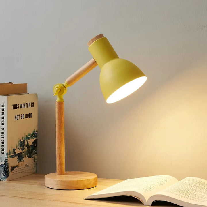 Nordic Wooden Art LED Table Lamp - 5 Colours, Rotatable Head, E26/E27