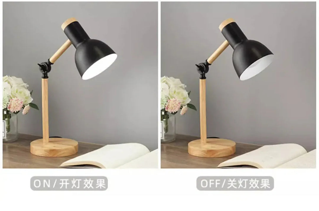 Nordic Wooden Art LED Table Lamp - 5 Colours, Rotatable Head, E26/E27