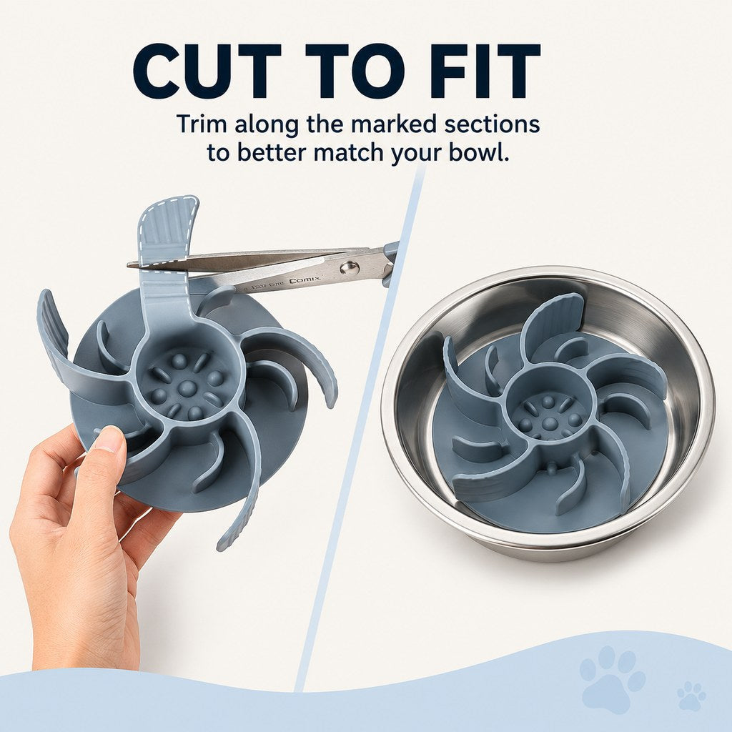 Cut-to-Fit Slow Feeder Insert & Stainless Steel Bowl Set for Fast-Eating Dogs & Cats