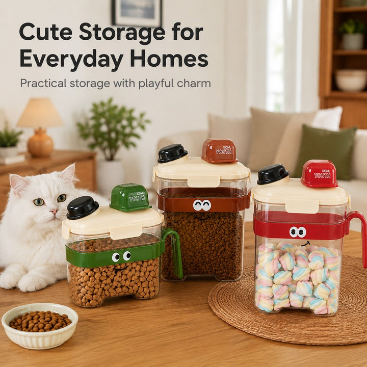 Sealed Pet Food Storage Container with Scoop for Cats & Dogs | Easy, Mess-Free Daily Feeding