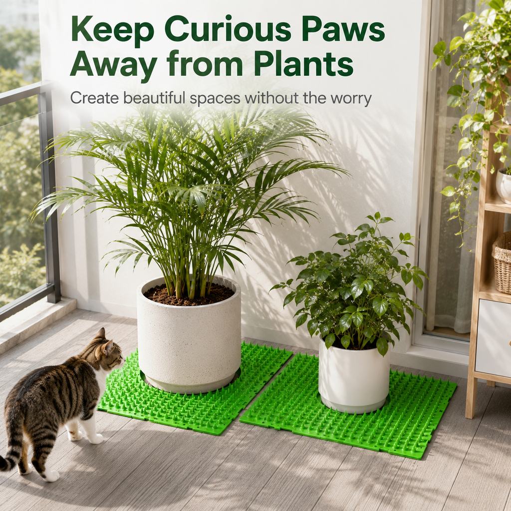 2-Pack Green Cut-to-Fit Cat Deterrent Mat for Sofas, Plants & Balconies