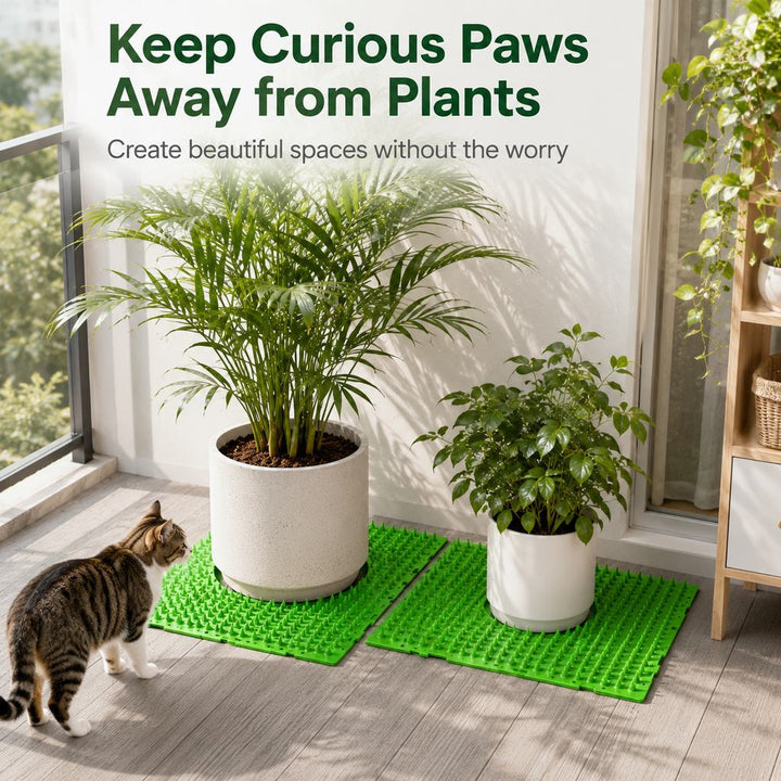 2-Pack Green Cut-to-Fit Cat Deterrent Mat for Sofas, Plants & Balconies