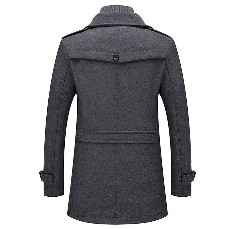 Double Breasted Pea Coat for Men with Mock Neck Insert (2)