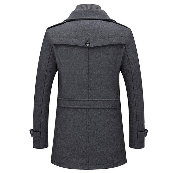 Double Breasted Pea Coat for Men with Mock Neck Insert (2)