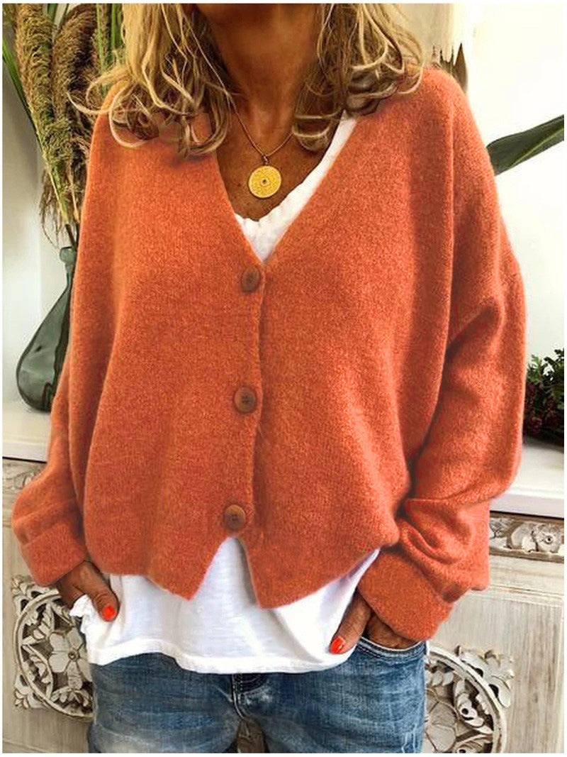 Women's Oversized Cardigan for Layering in Orange